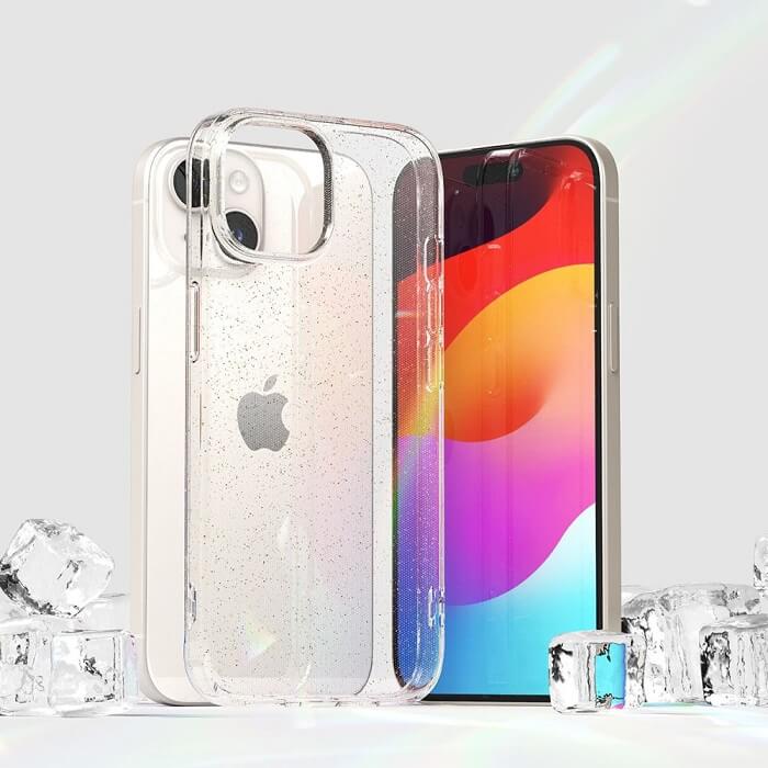 Блестящ Калъф за iPhone 15, Ringke Air Glitter Case, Прозрачен (4)