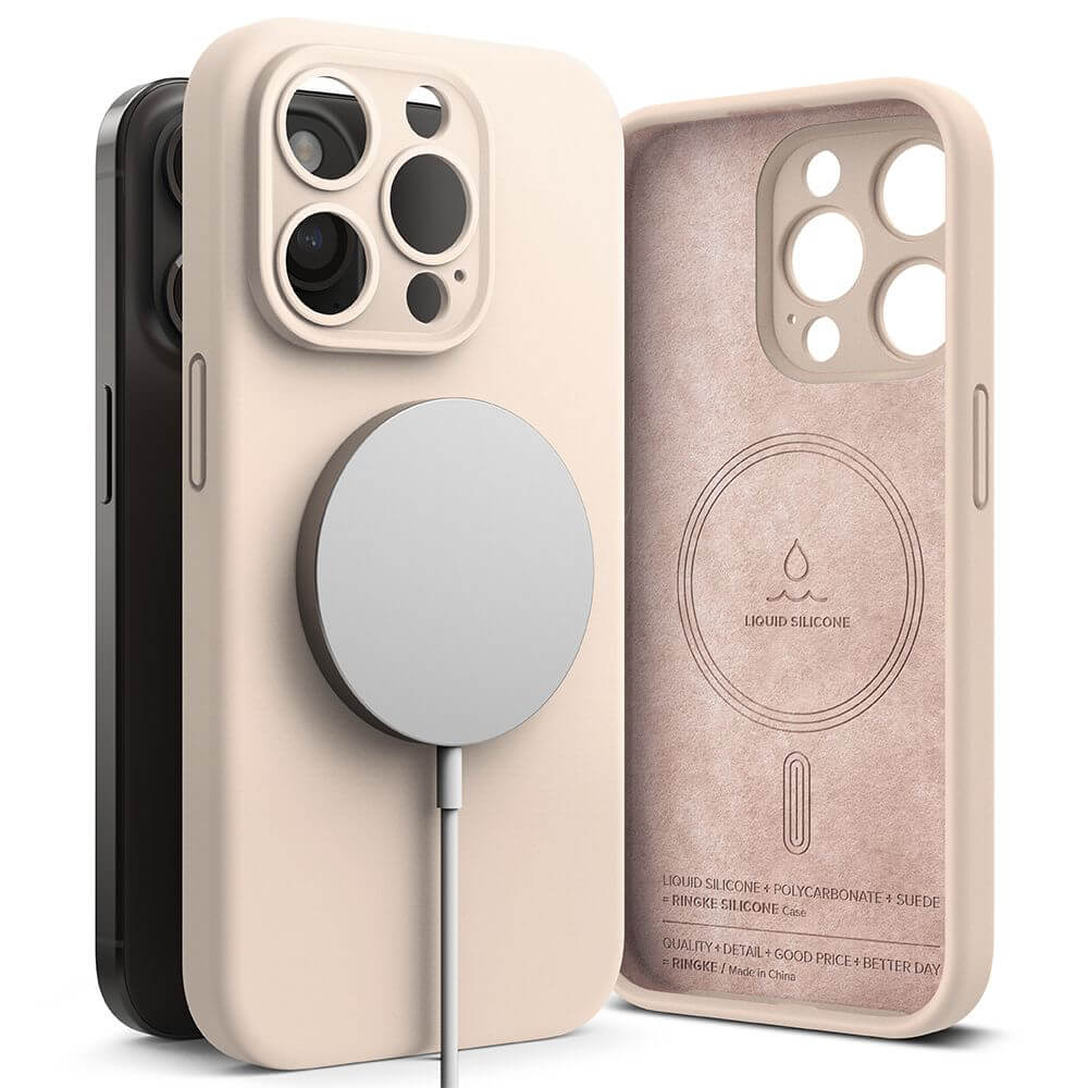 Magsafe Калъф за iPhone 15 Pro, Ringke Silicone Magnetic Case, Розов