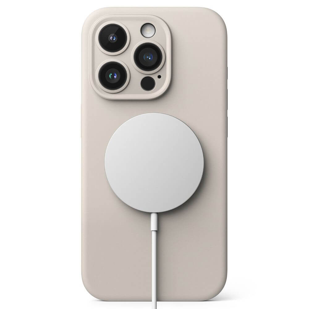 Magsafe Калъф за iPhone 15 Pro, Ringke Silicone Magnetic Case, Бежов (2)
