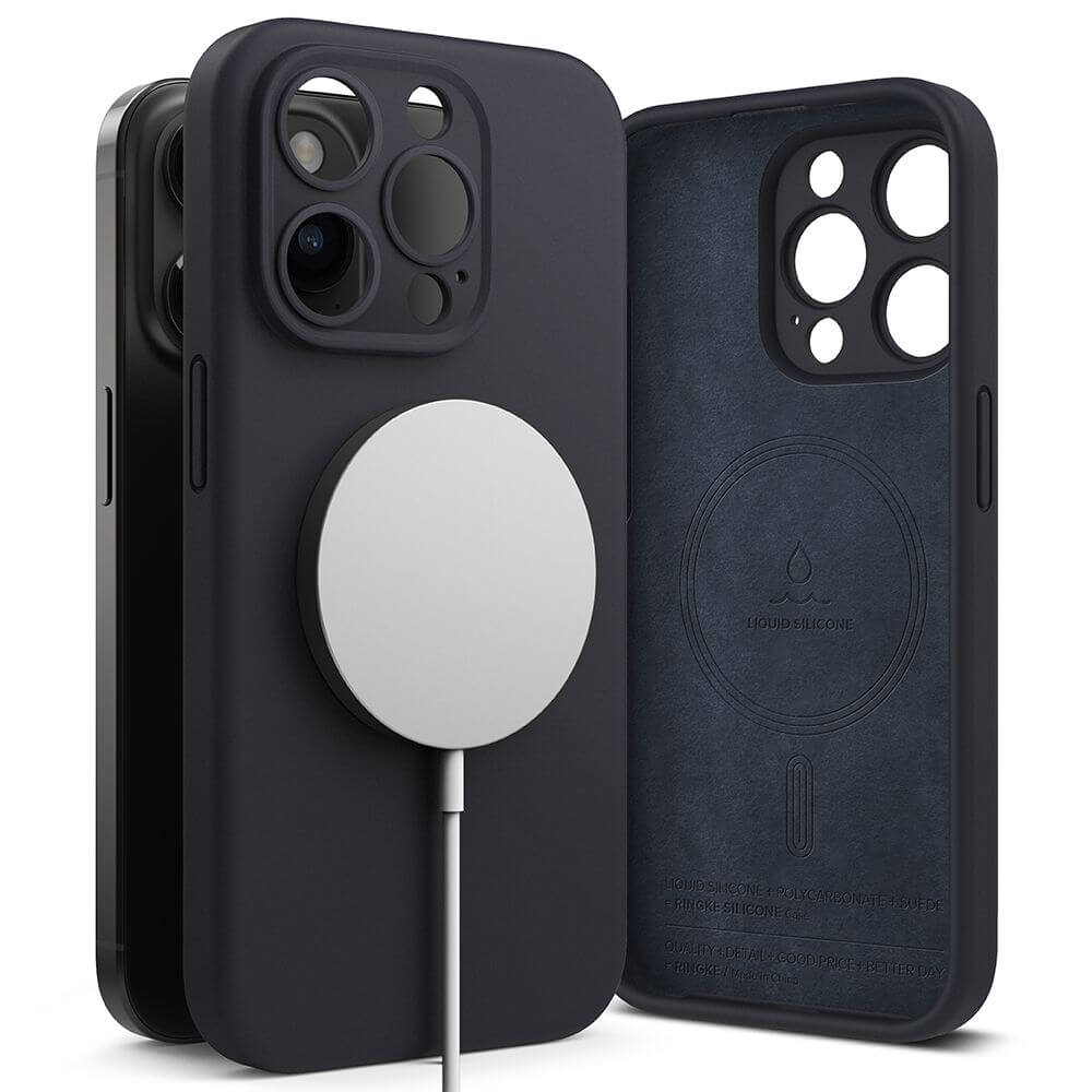 Magsafe Калъф за iPhone 15 Pro, Ringke Silicone Magnetic Case, Син