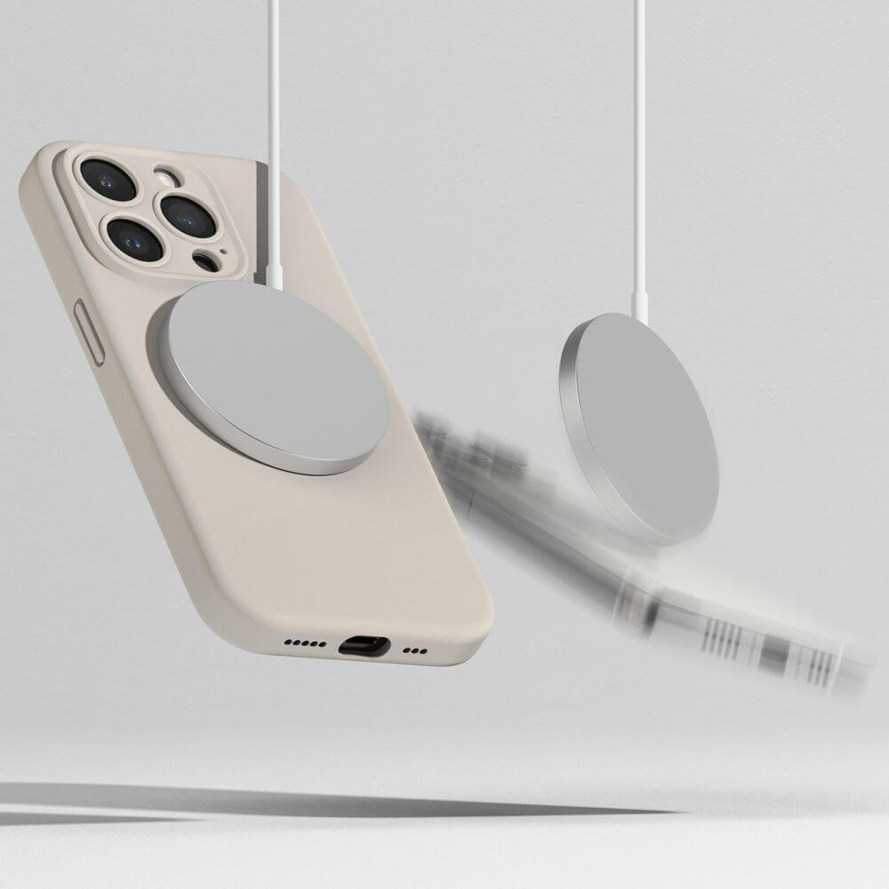 Magsafe Калъф за iPhone 15 Pro Max, Ringke Silicone Magnetic Case, Бежов (4)