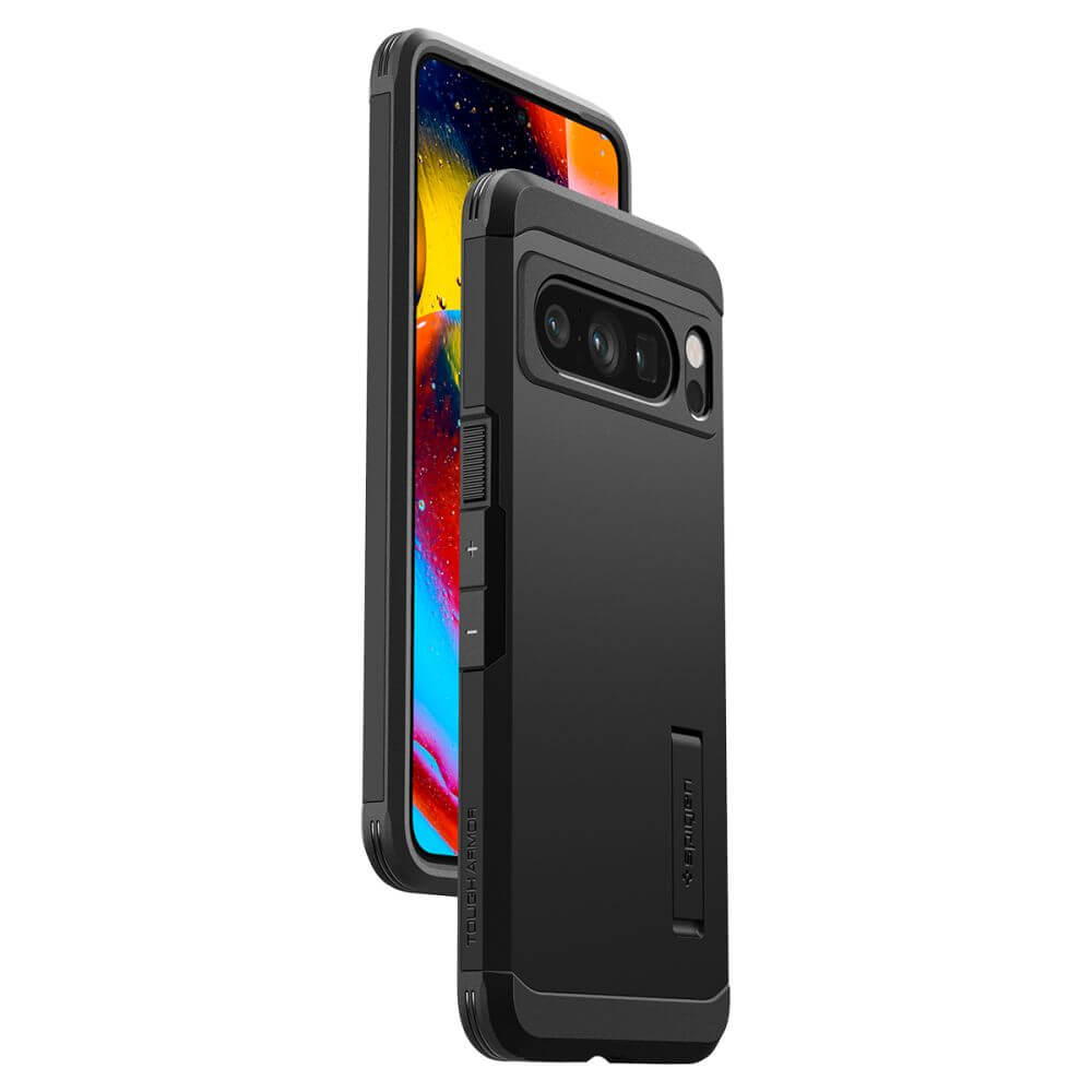 Калъф с Поставка за Google Pixel 8 Pro, Spigen Tough Armor Case, Черен (7)
