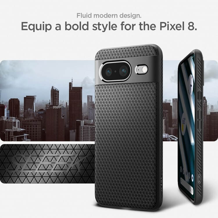 Противоударен Калъф за Google Pixel 8, Spigen Liquid Air Case, Черен (7)