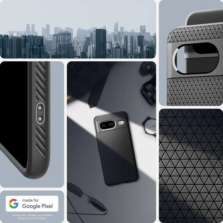 Противоударен Калъф за Google Pixel 8, Spigen Liquid Air Case, Черен (9)