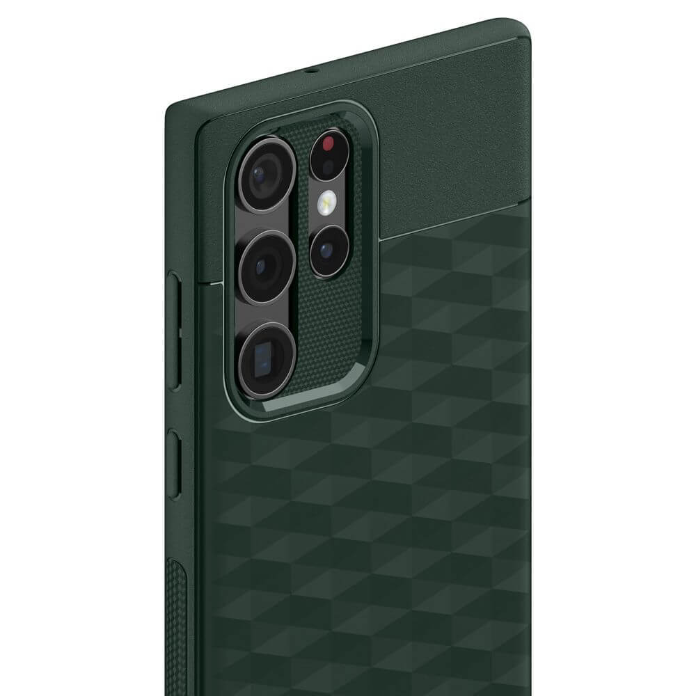 Противоударен Калъф за Samsung S22 Ultra, Spigen Caseology Parallax, Зелен (6)