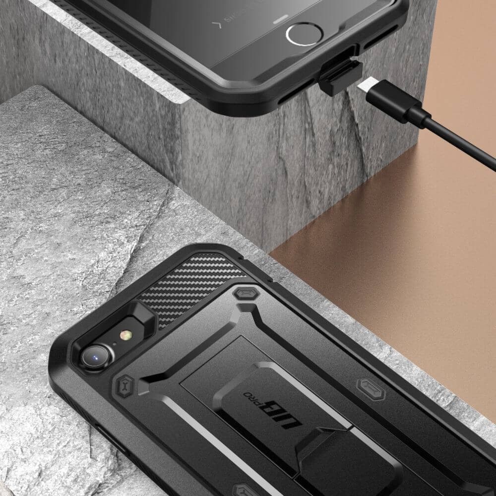 Противоударен Калъф за iPhone SE 2022/2020 8/7, Supcase Unicorn Beetle Pro, Черен (8)