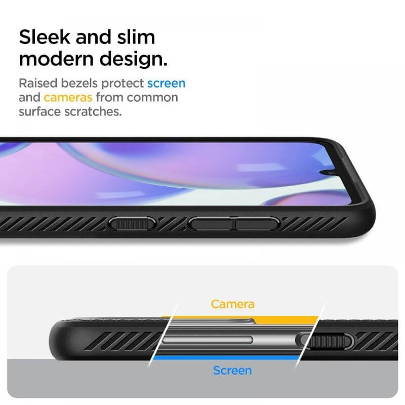 Противоударен Калъф за Samsung A13 4G, Spigen Liquid Air Case, Черен (5)