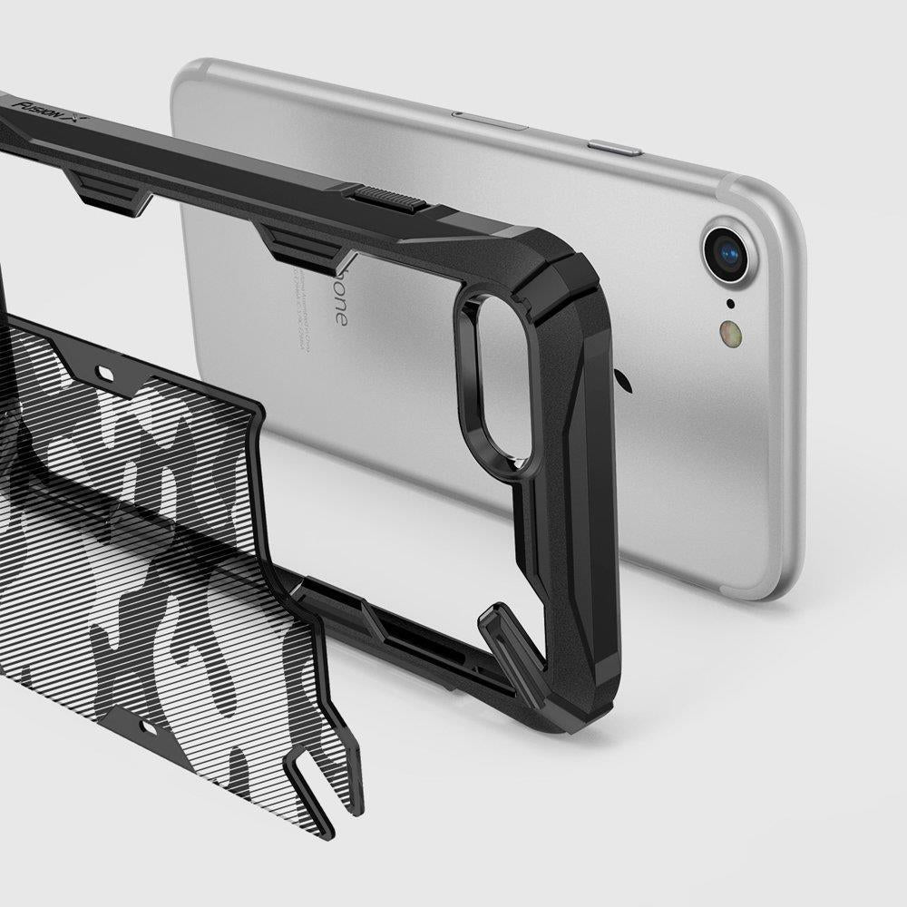 Противоударен Калъф за iPhone SE 2022/2020 8/7, Ringke Fusion X Camouflage Case, Черен (6)