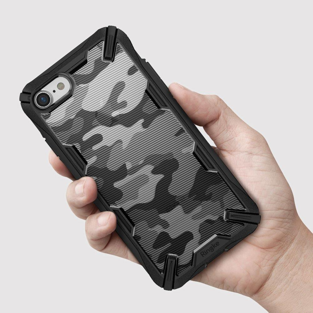 Противоударен Калъф за iPhone SE 2022/2020 8/7, Ringke Fusion X Camouflage Case, Черен (2)