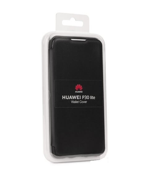Оригинален Кожен Калъф за Huawei P30 Lite Wallet Book Case, Черен (4)
