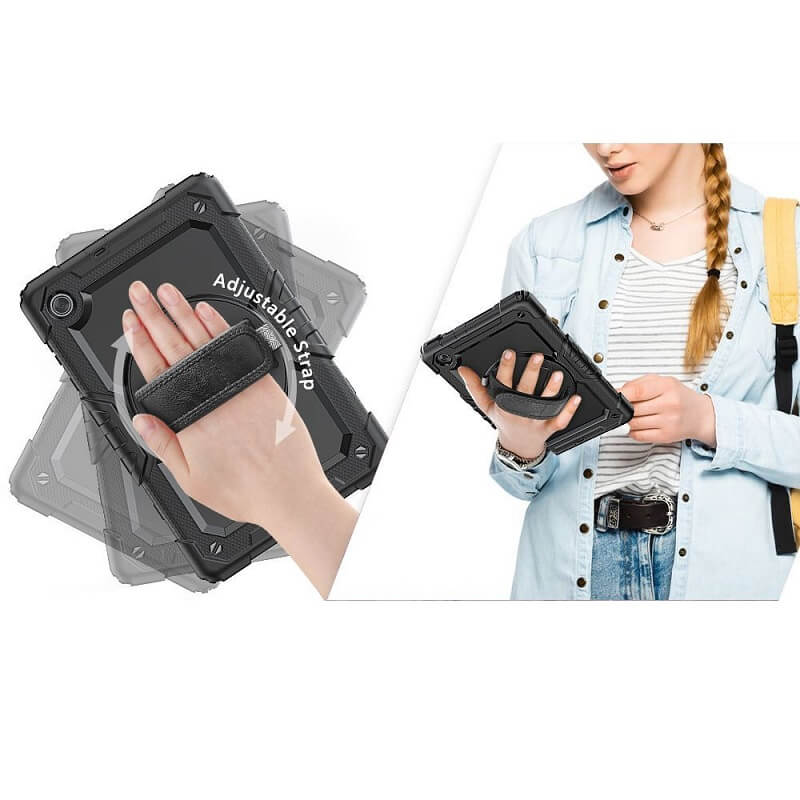 Калъф с Дръжка за Lenovo Tab M10 HD 2th 10.1, Tech-Protect Solid360 Case, Черен (4)