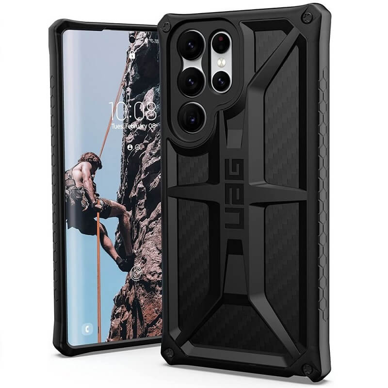 Противоударен Калъф за Samsung S22 Ultra, UAG Monarch Carbon Fiber Case, Черен