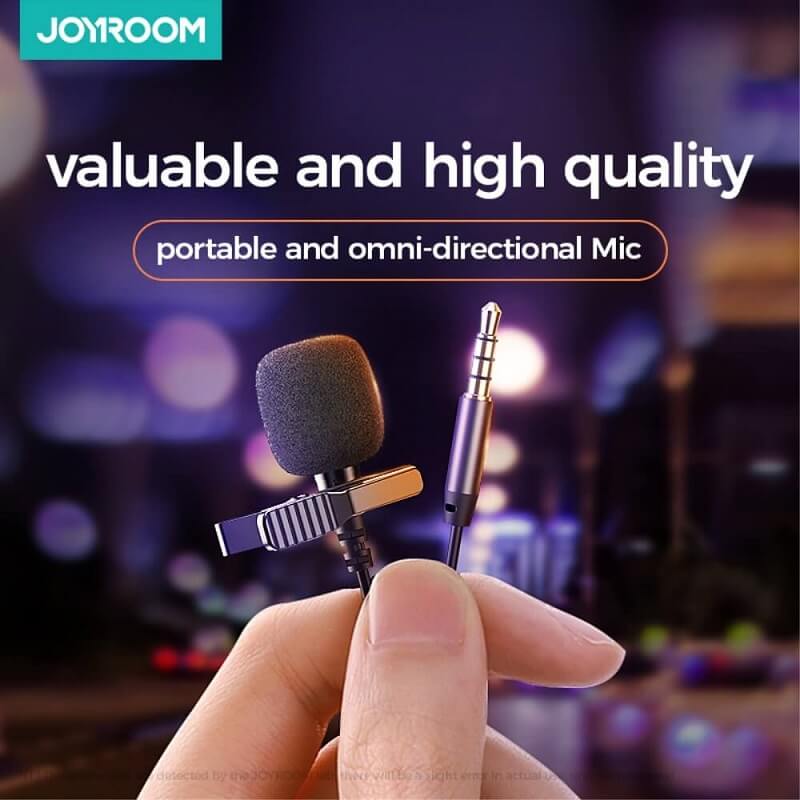Микрофон с Шумоизолация Jack 3.5mm, Joyroom Mic Cable 2m, Черен (4)
