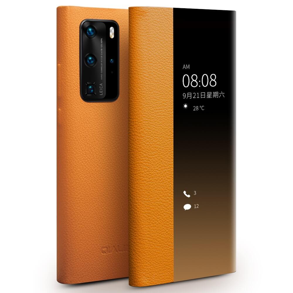 Активен Калъф за Huawei P40 Pro, Qialino Smart Book Case, Кафяв (2)