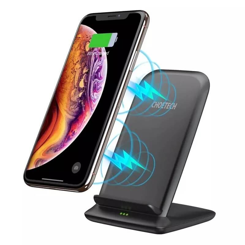 Безжично Зарядно за Телефон, Choetech Wireless Stand Charger 15W, Черен