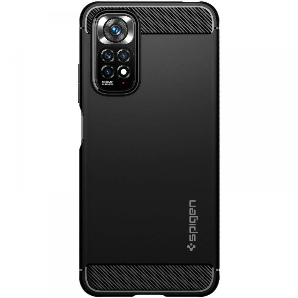 Противоударен Калъф за Xiaomi Redmi Note 11, Spigen Rugged Armor Case, Черен (2)