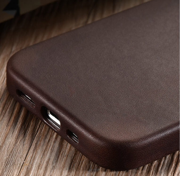 Magsafe Калъф от Естествена Кожа за iPhone 13 Pro, iCarer CH Leather Case, Кафяв (5)