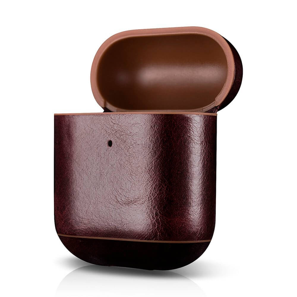 Кожен Калъф за Apple Airpods 2, iCarer Oil Wax Leather Case, Кафяв (3)