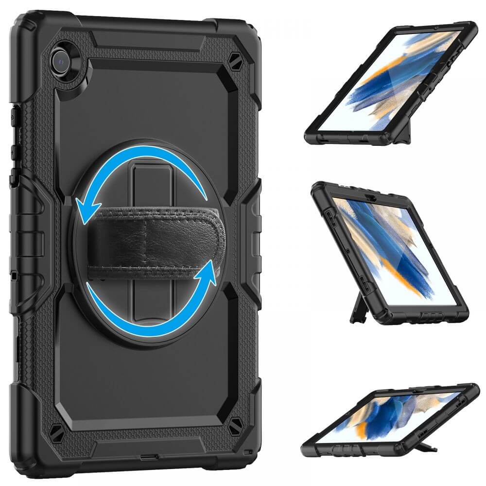 Калъф с Дръжка за Samsung Tab A8 10.5, Tech-Protect Solid360 Case, Черен (4)
