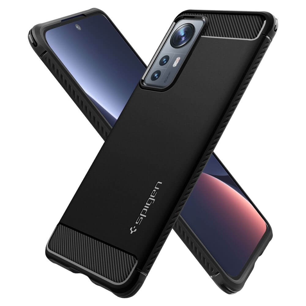 Противоударен Калъф за Xiaomi 12 Pro, Spigen Rugged Armor Case, Черен (4)