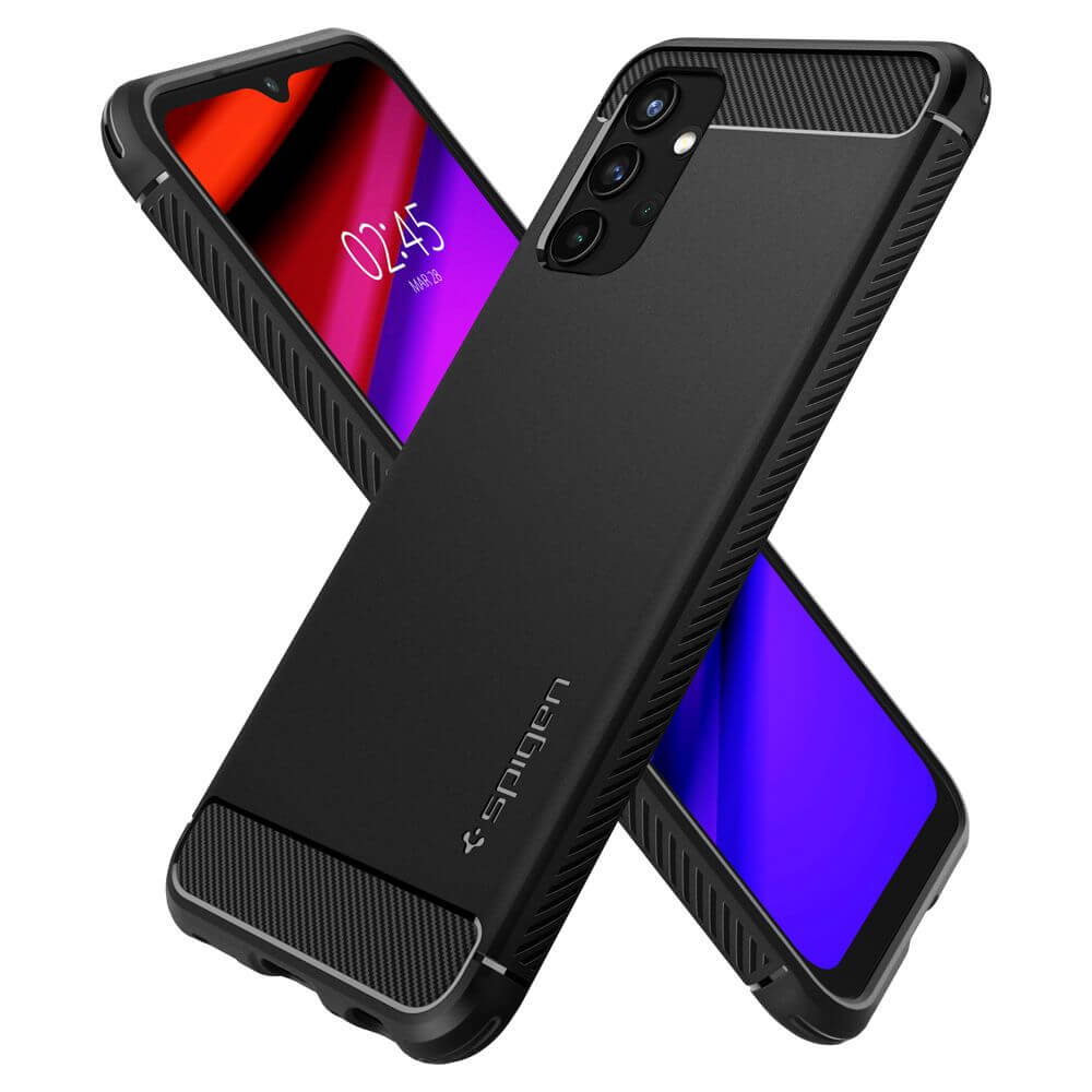 Противоударен Калъф за Samsung A13 4G, Spigen Rugged Armor Case, Черен (5)