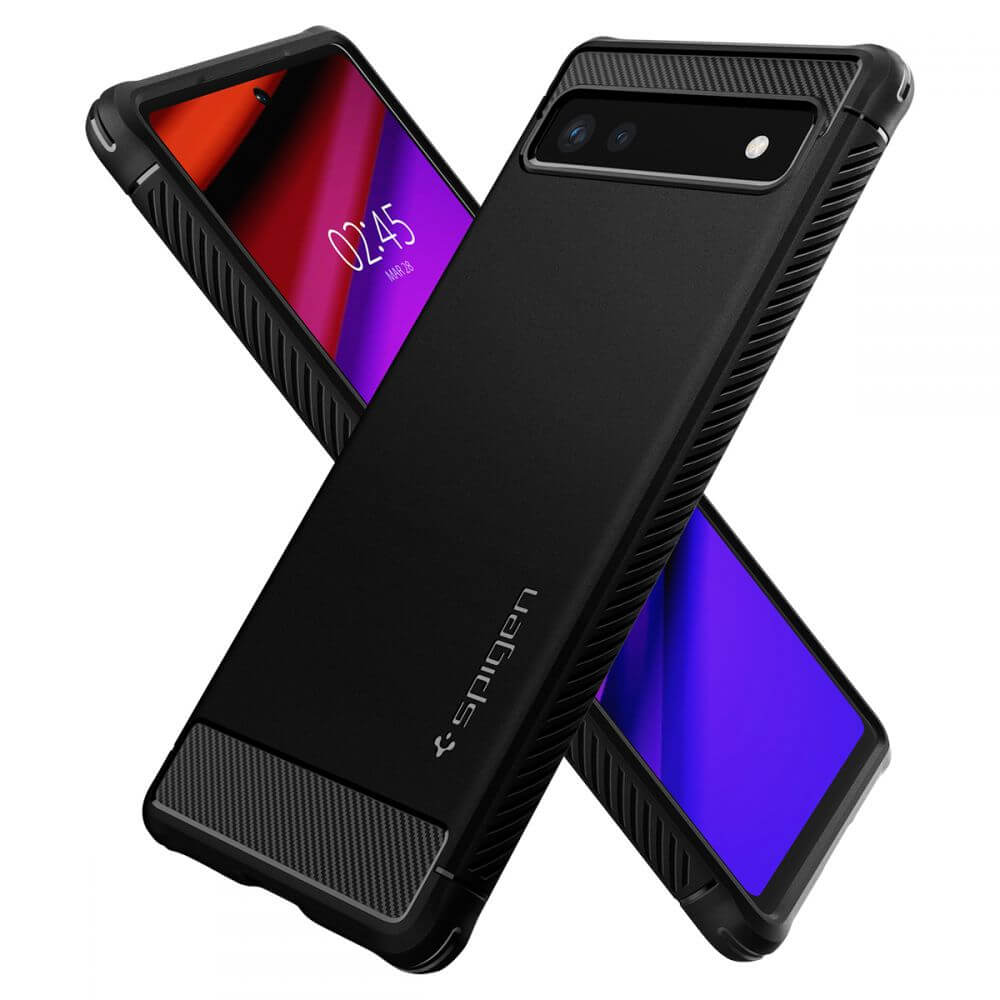 Противоударен Калъф за Google Pixel 6A, Spigen Rugged Armor Case, Черен (4)