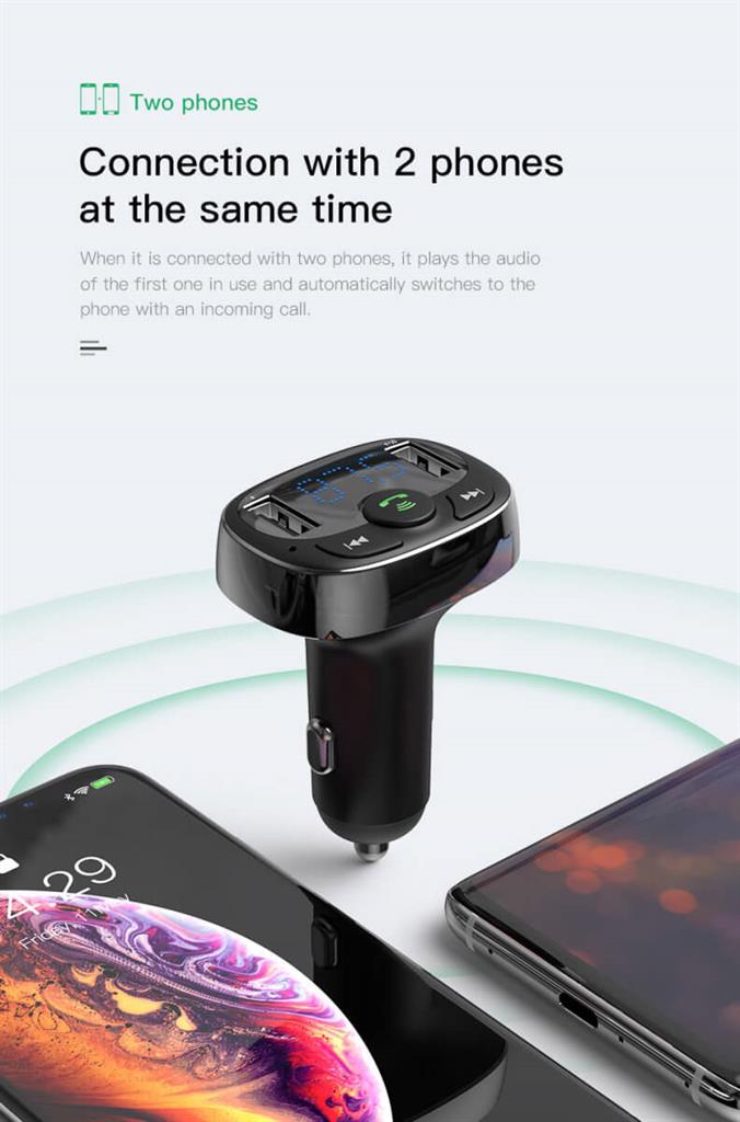 Безжичен Трансмитер за Кола, Baseus FM Bluetooth 3.4А Charge, Черен (7)