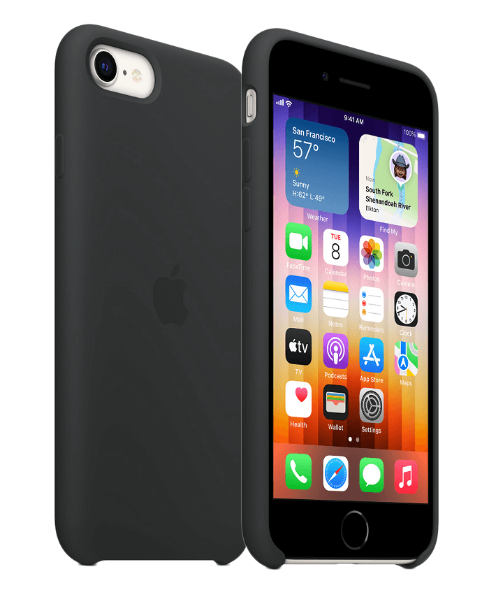 Оригинален Силиконов Калъф за Apple iPhone SE 2022-2020 8-7, Silicone Case MN6E3ZM/A, Черен (2)