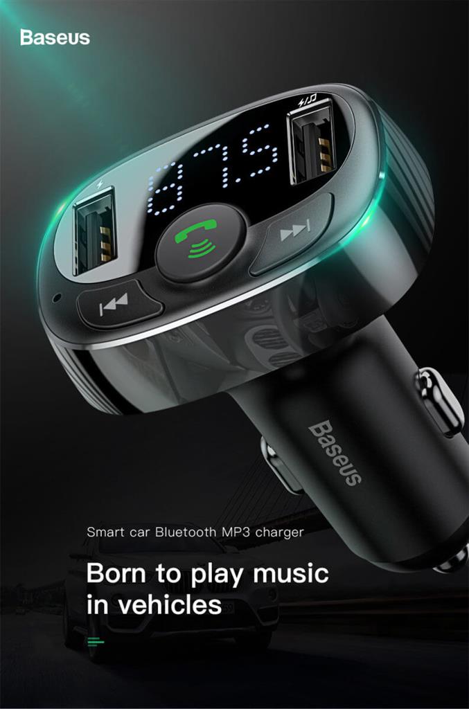 Безжичен Трансмитер за Кола, Baseus FM Bluetooth 3.4А Charge, Черен (3)