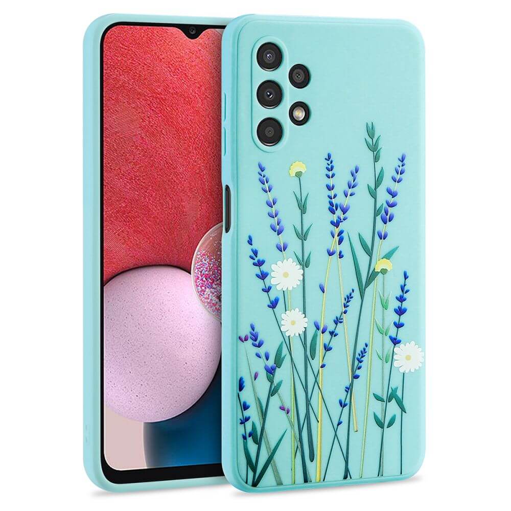 Силиконов Дамски Калъф за Samsung A53, Tech-Protect Floral Case, Син