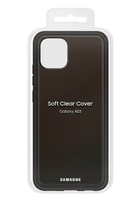 Оригинален Силиконов Калъф за Samsung A03, Soft Clear Cover Case EF-QA036TBEGEU, Черен (5)