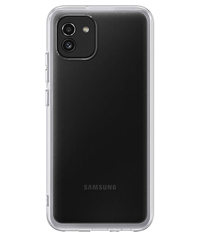 Оригинален Силиконов Калъф за Samsung A03, Soft Clear Cover Case EF-QA036TTEGEU, Прозрачен