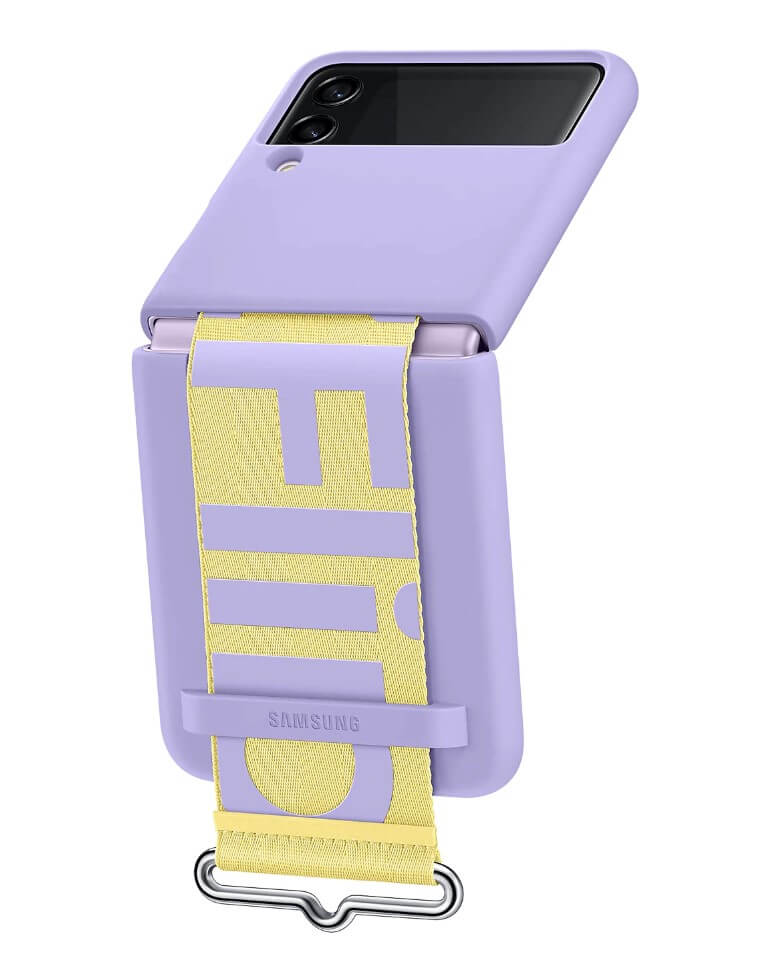 Оригинален Силиконов Калъф за Samsung Z Flip 3, Silicone Cover Strap Case EF-GF711TVEGWW, Лилав (2)