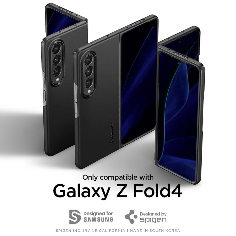 Тънък Матов Калъф за Samsung Z Fold 4, Spigen AirSkin Case, Черен (7)