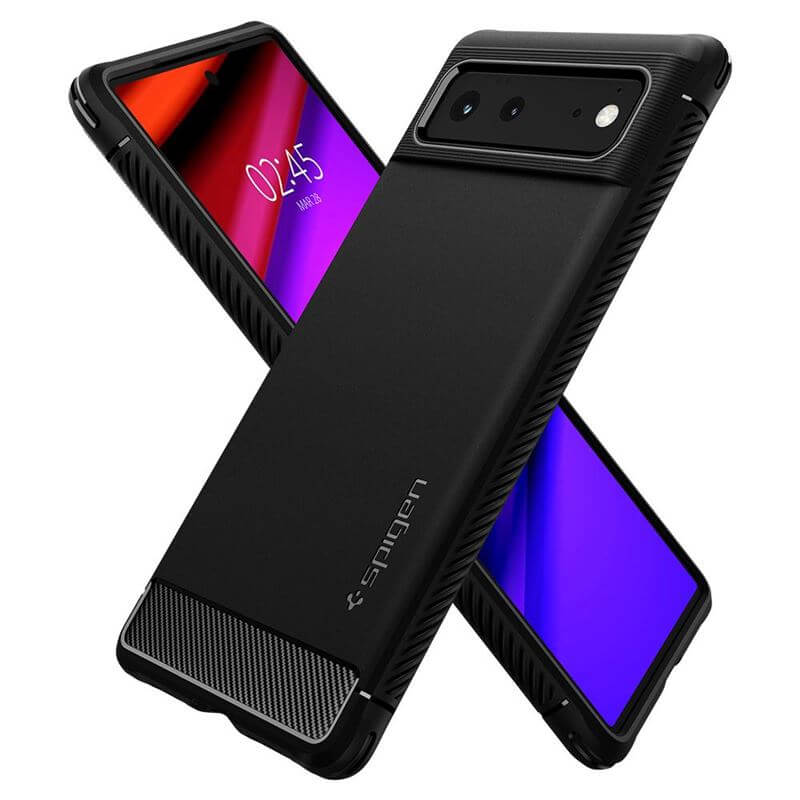 Противоударен Калъф за Google Pixel 6, Spigen Rugged Armor Case, Черен (2)