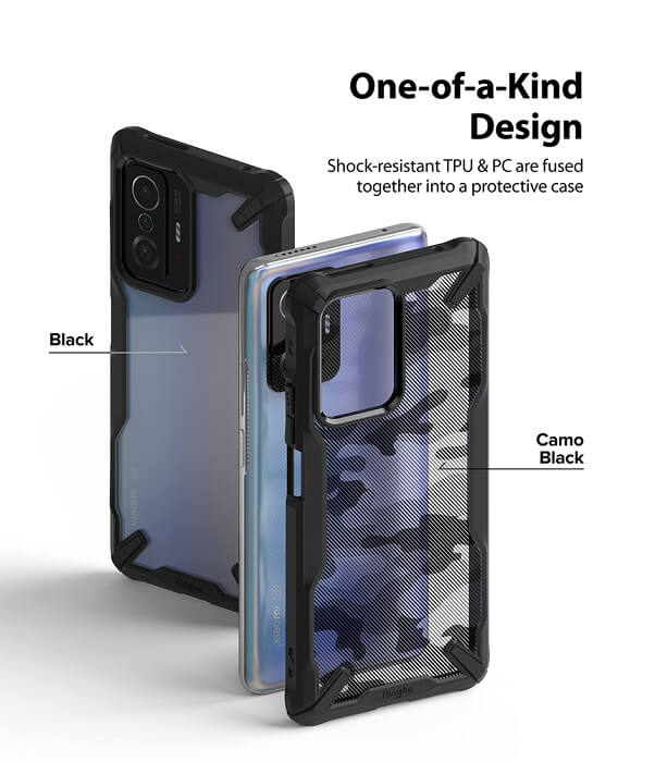 Противоударен Калъф за Xiaomi 11T, Ringke Fusion X Camo Case, Черен (4)