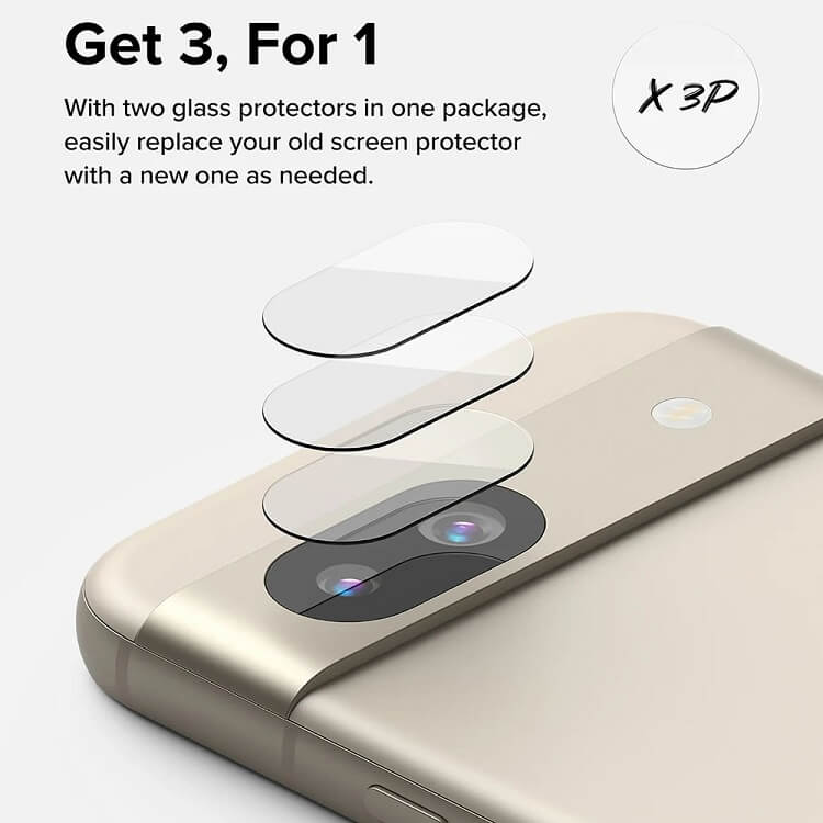 Протектор за Камерата на Google Pixel 8A, Ringke Cam Tempered Glass, Прозрачен (4)