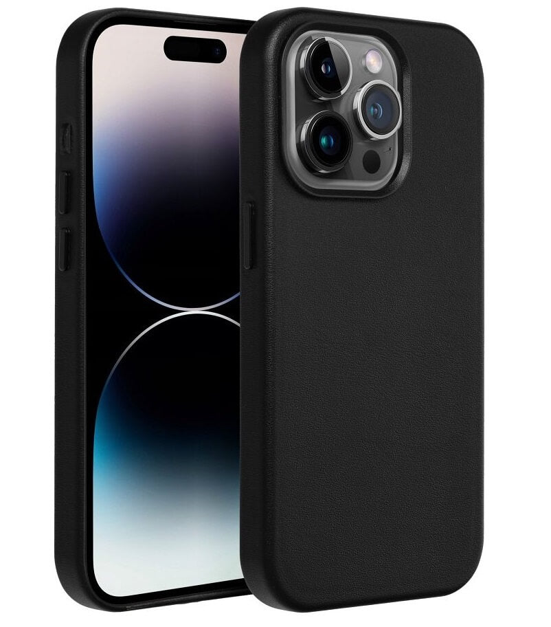 Magsafe Кожен Калъф за iPhone 14 Pro, Forcell Leather Case, Черен (2)
