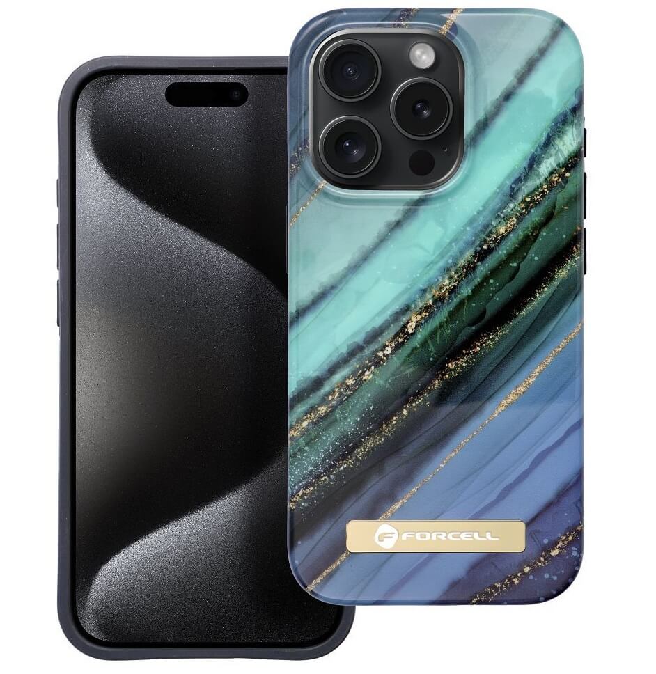 Magsafe Калъф за iPhone 15 Pro Max, Forcell F-Protect Mirage Jade Marble, Цветен (3)