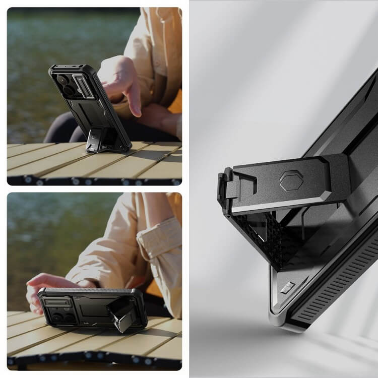 Противоударен Калъф с Плъзгач за Камера за Xiaomi Poco X6 5G, Tech-Protect Kevlar Cam Plus Case, Черен (4)