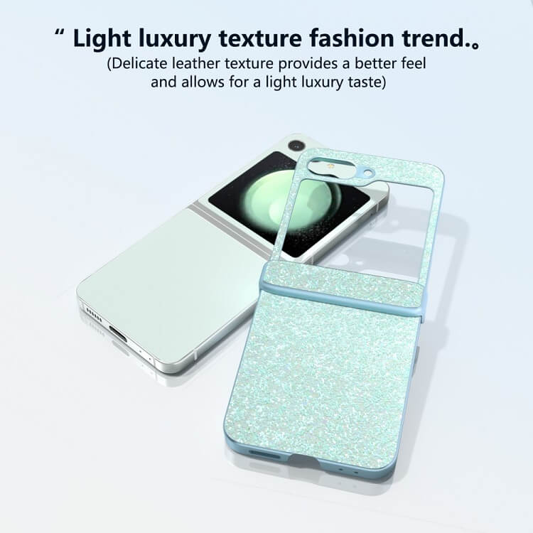 Калъф с Изящна Декорация за Samsung Z Flip 7 FE/Z Flip 6, Glitter Case, Зелен (3)