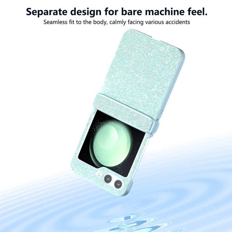 Калъф с Изящна Декорация за Samsung Z Flip 7 FE/Z Flip 6, Glitter Case, Зелен (5)