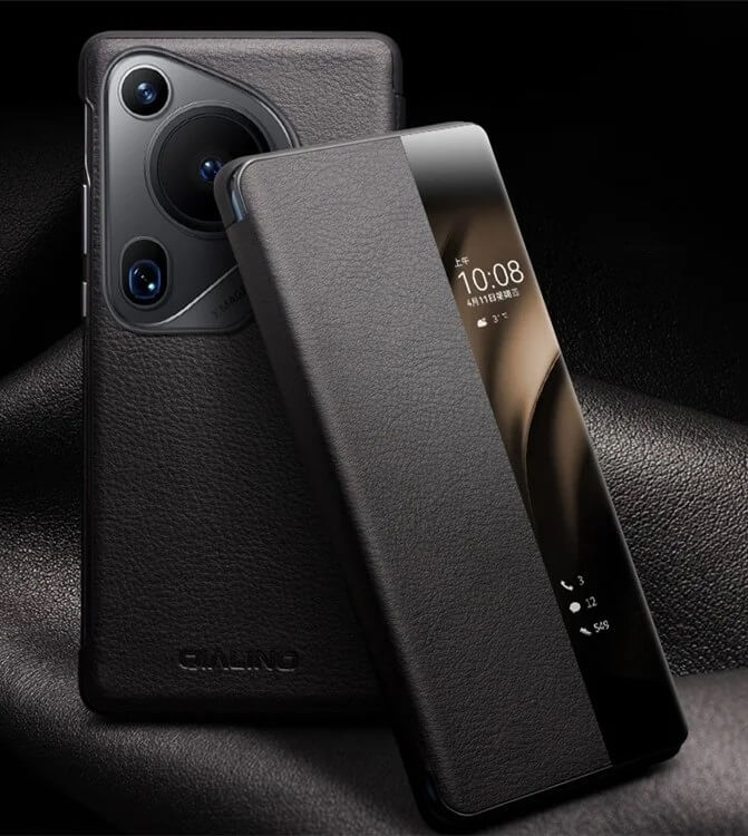 Активен Калъф за Huawei Pura 70 Ultra, Qialino Smart Book Case, Черен (5)