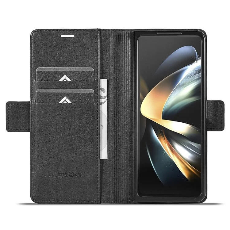 Кожен Калъф за Samsung Z Fold 6, Wallet Rfid Book Case, Черен (3)