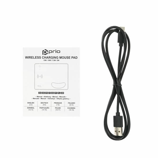 Безжично Зарядно, Prio Mouse Pad Wireless Charger 15W, Сив (2)