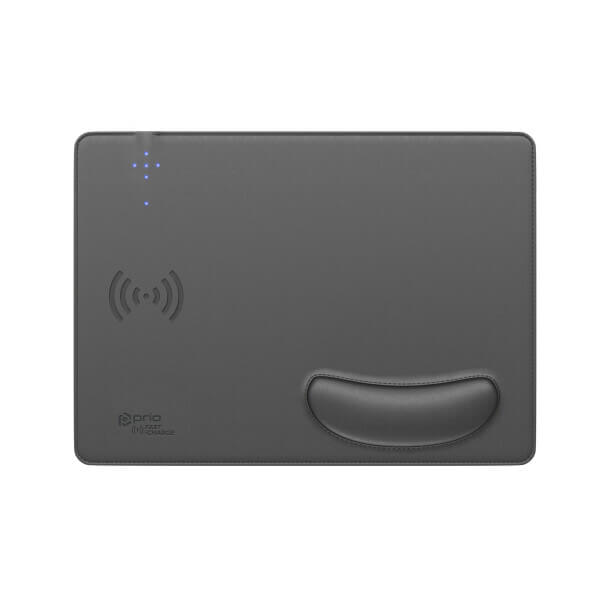 Безжично Зарядно, Prio Mouse Pad Wireless Charger 15W, Сив