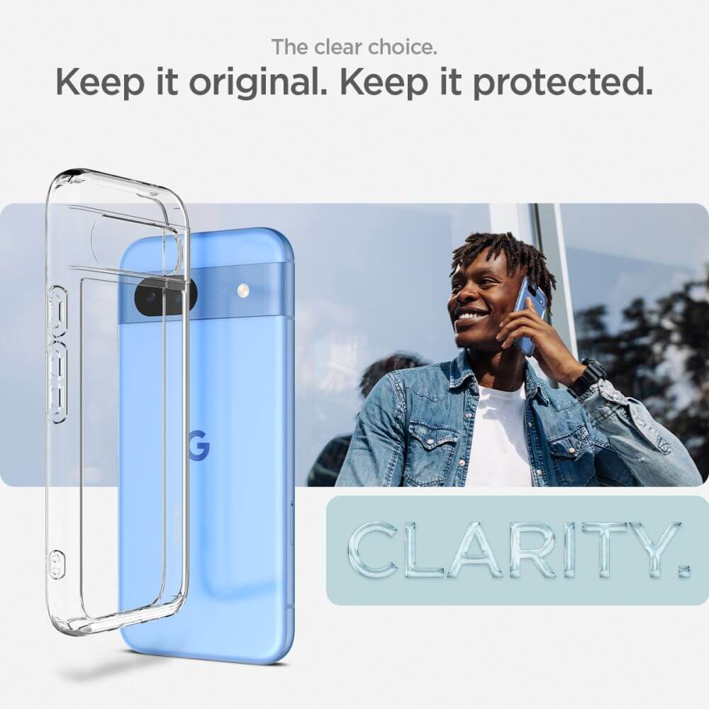 Противоударен Калъф за Google Pixel 8A, Spigen Ultra Hybrid Case, Прозрачен (9)