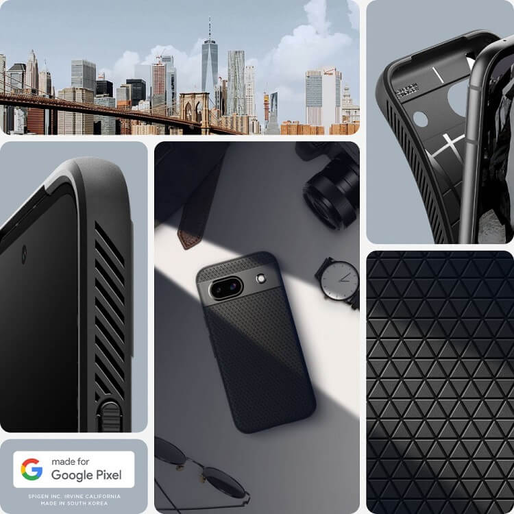 Противоударен Силиконов Калъф за Google Pixel 8A, Spigen Liquid Air Case, Черен (8)