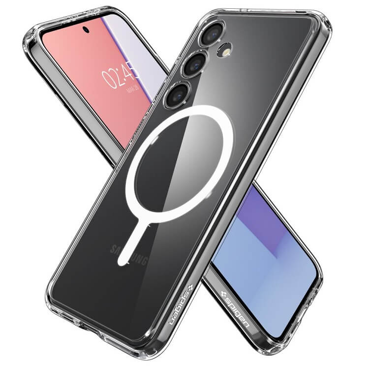 Magsafe Противоударен Калъф за Samsung S24, Spigen Ultra Hybrid Case, Бял (2)