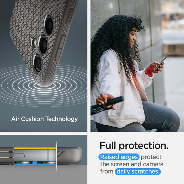 Противоударен Силиконов Калъф за Samsung S24, Spigen Liquid Air Case, Сив (10)